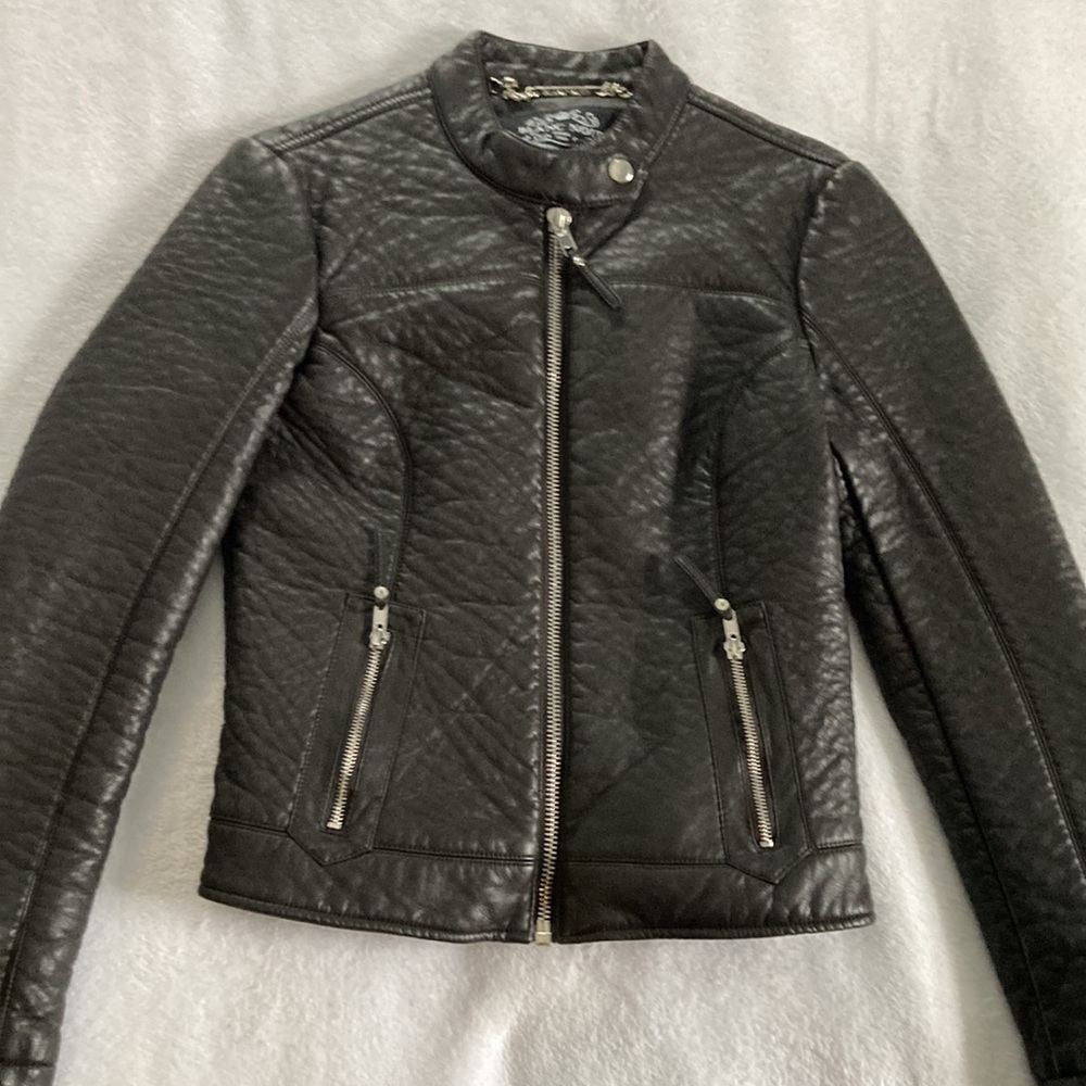 Blanc Noir Faux Leather Jacket